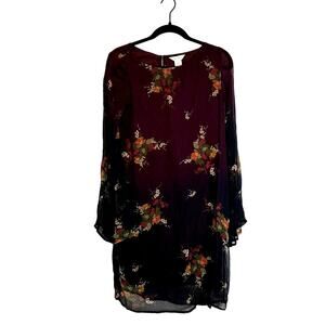 Sundance Dress Women's XS Ombre Vandenberg Floral Whimsigoth Sheer Bell Sleeve